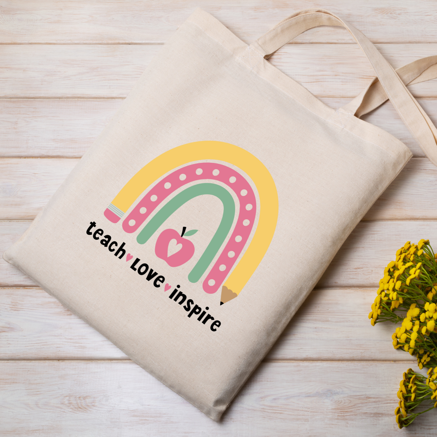Teacher rainbow themed tote bags