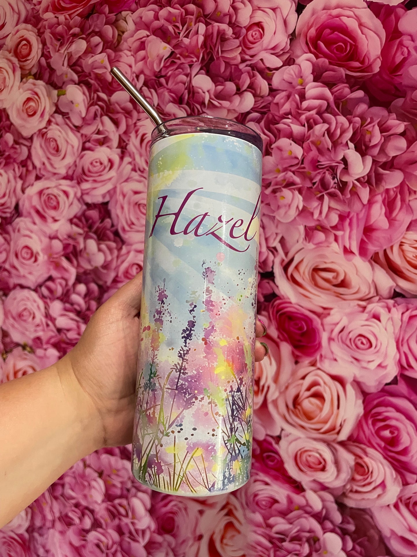 Tumbler water colour flower