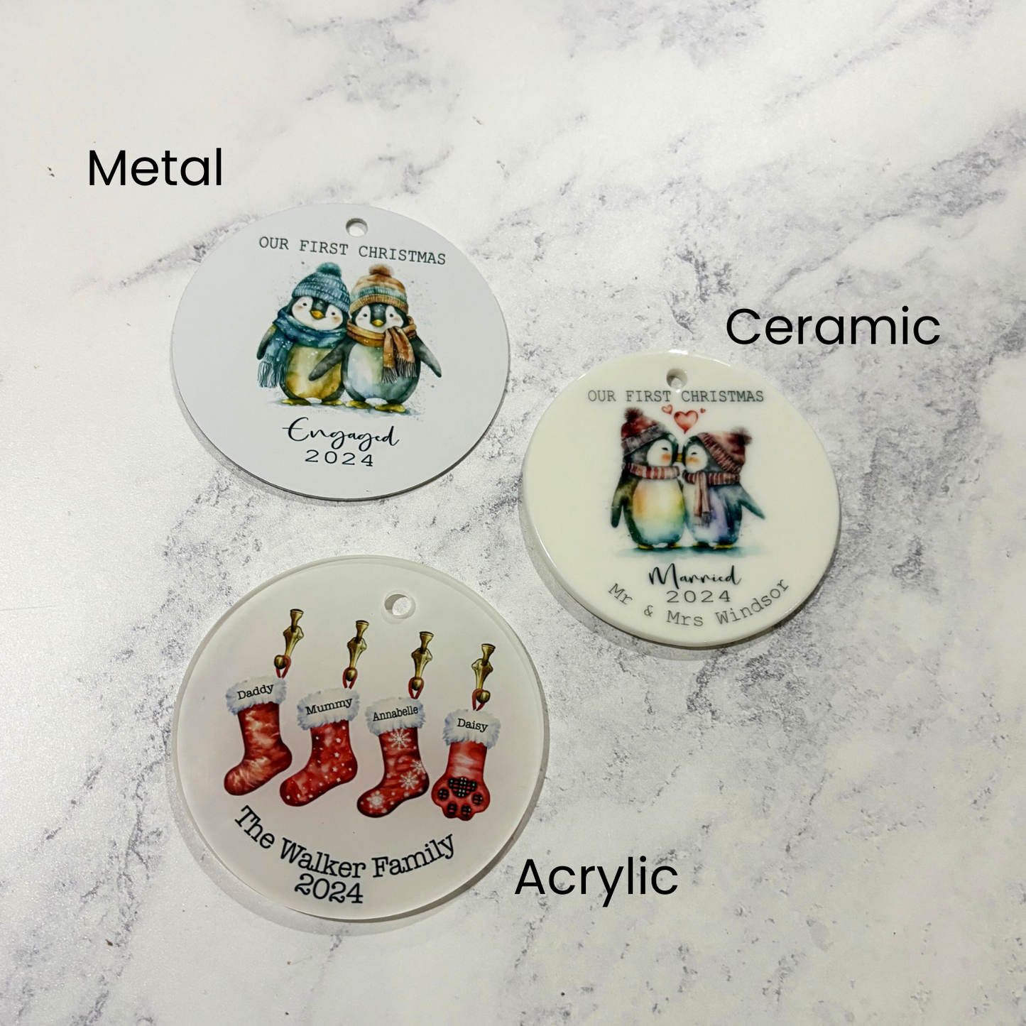 Personalised Stocking family name Christmas tree ornament
